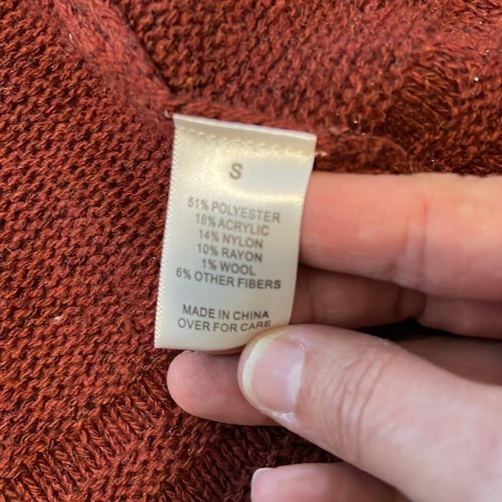 Fortune and Ivy Cardigan Open front Sweater Raiden Tab Women’s size Small Orange - Picture 9 of 10
